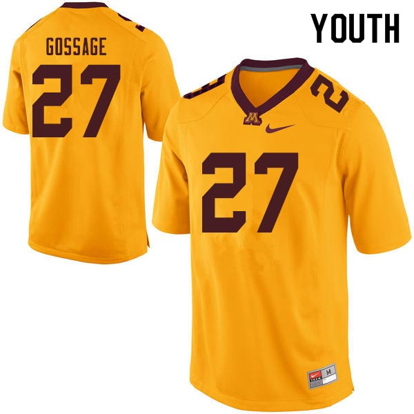 Youth #27 Paul Gossage Minnesota Golden Gophers College Football Jerseys Sale-Gold